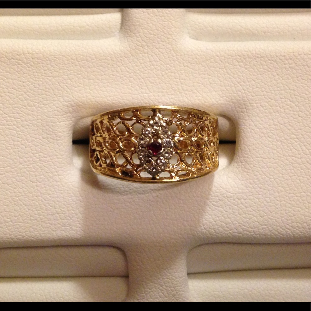 Genuine Ruby & Diamond 14k Gold Ring